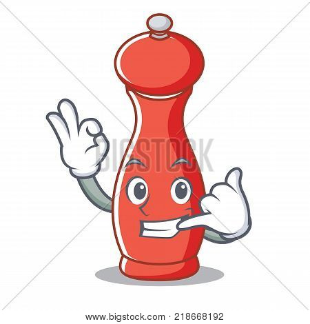 Call me pepper mill character cartoon vector illustration
