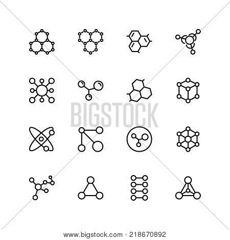 Molecule icon set. Collection of high quality black outline logo for web site design and mobile apps. Vector illustration on a white background.