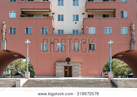 Vienna, Austria - August 15, 2017: Karl Marx Hof buildings in Heiligenstadt Vienna
