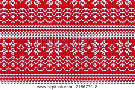 knitted banner seamless pattern with beautiful snowflakes