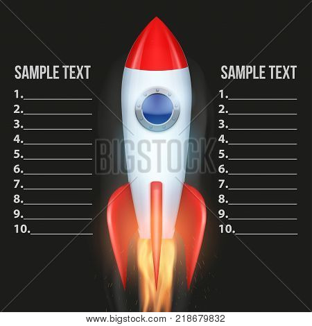 Business concept of Infographic with rocket. Task execution plan in space road map style. Chart and task execution. Vector Illustration.