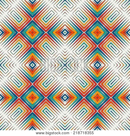Ethnic Style Seamless Pattern With Chevron Lines. Native Americans Ornament. Tribal Motif. Colorful