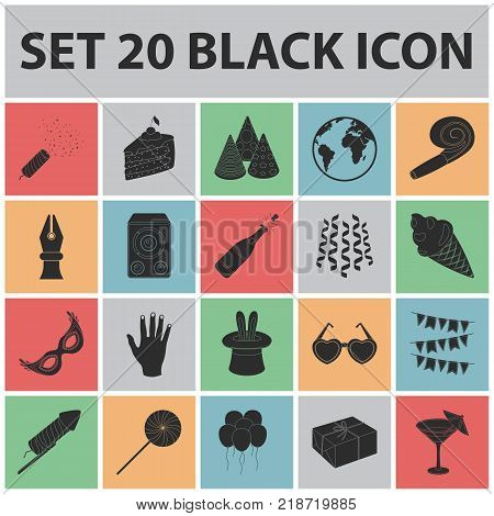 Party, entertainment black icons in set collection for design. Celebration and treat vector symbol stock  illustration.