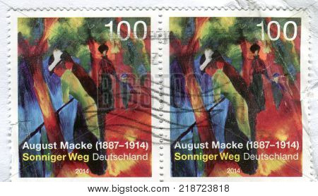 GOMEL, BELARUS, 15 DECEMBER 2017, Stamp printed in Germany shows image of the Sonninger Weg, circa 2014. 