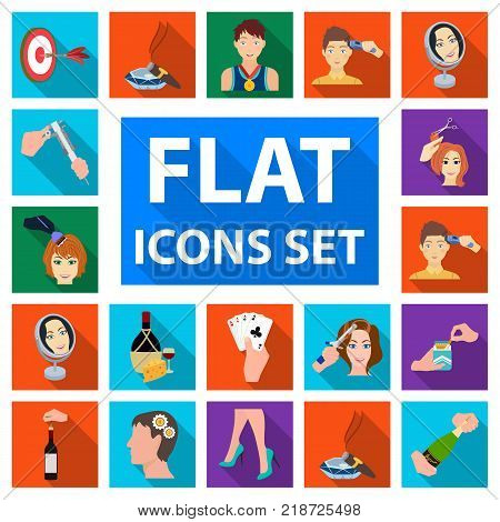 Manipulation by hands flat icons in set collection for design. Hand movement vector symbol stock illustration.