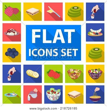 Dessert fragrant flat icons in set collection for design. Food and sweetness vector symbol stock  illustration.