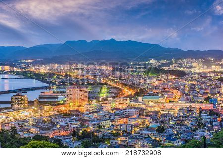 Nago, Okinawa, Japan downtown skyline.
