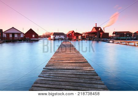 Bokodi lake the sunset in the Hungary