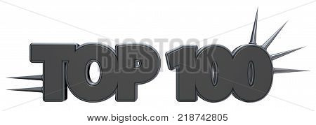 top 100 symbol with prickles on white background - 3d rendering