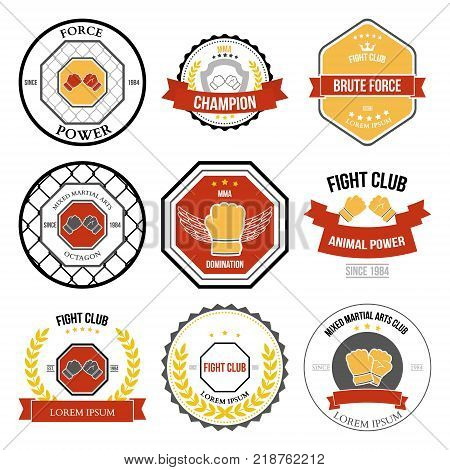 Set of Mixed Martial Arts labels, badges and design elements
