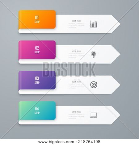 Business infographics template 4 steps square. Data and information visualization. Dynamic infographics stylish geometric. element for design business invitations, gift cards, flyers and brochures