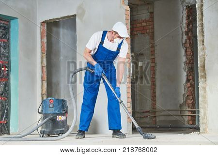 cleaning service. dust removal with vacuum cleaner
