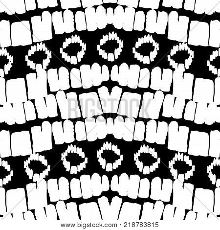 African seamless black and white pattern. Vector