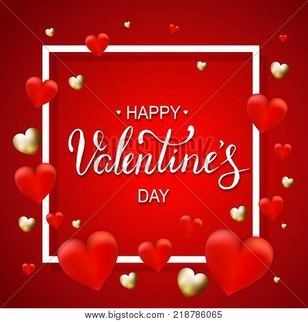 Valentines day  background with Hearts Vector illustration with hand lettering. banners. Wallpaper. flyers, invitation, posters, brochure