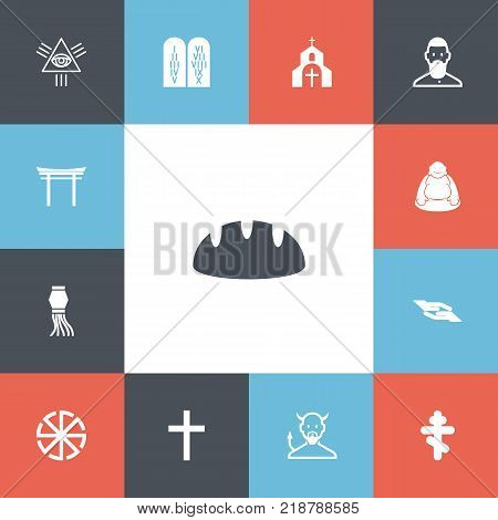 Set of 13 editable religion icons. Includes symbols such as cross, torii, mullah and more. Can be used for web, mobile, UI and infographic design.