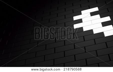 Black and white brick wall. 3d rendering