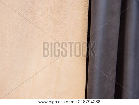 Color palette sample of leather material as a background.