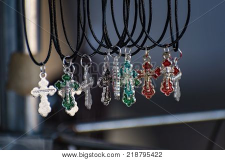 Small crosses sold as souvenirs in Tsambika Monastery (RHODES GREECE)