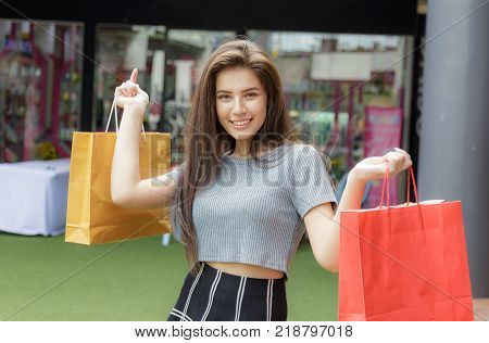 Girl Shopping In Department Store.