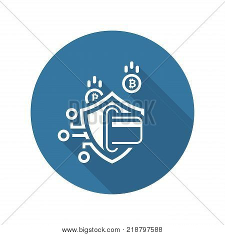 Bitcoin Secure Transaction Icon. Modern computer network technology sign. Digital graphic symbol. Card Processing. Concept design elements.