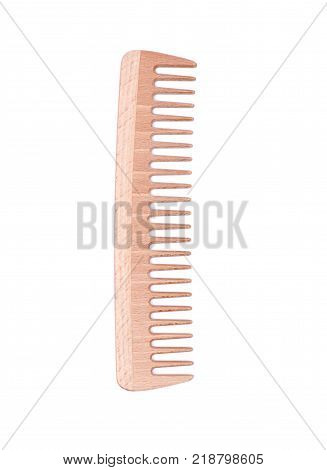 Anti static wooden comb isolated on white background