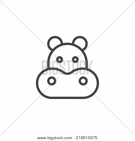 Hippopotamus Head Line Icon, Outline Vector Sign, Linear Style Pictogram Isolated On White. Behemoth