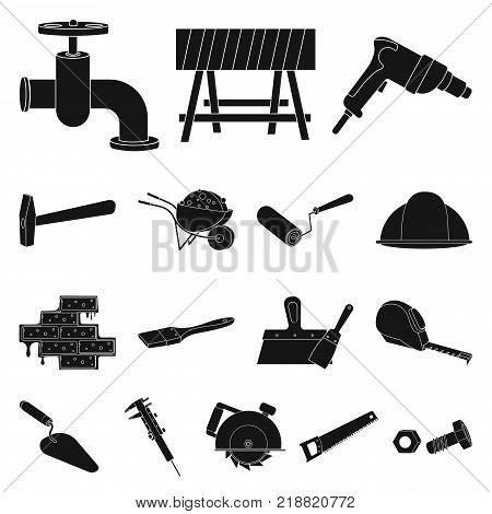 Building and architecture black icons in set collection for design. Construction and Institution vector symbol stock  illustration.