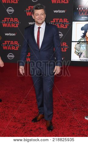 LOS ANGELES - DEC 09:  Andy Serkis arrives for the 'Star Wars: The Last Jedi' World Premiere on December 09, 2017 in Los Angeles, CA                