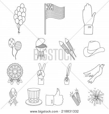 Day of Patriot, holiday outline icons in set collection for design. American tradition vector symbol stock  illustration.