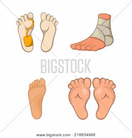 Foot icon set. Cartoon set of foot vector icons for web design isolated on white background