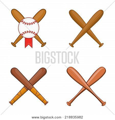 Baseball bit icon set. Cartoon set of baseball bit vector icons for web design isolated on white background