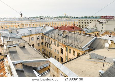 Saint Petersburg, View From Roof At The Church Of The Savior On Blood, Amid Many Other Houses