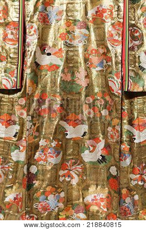 Traditional Japanese Samurai dress. Kimono costume for man and woman. Geisha clothing