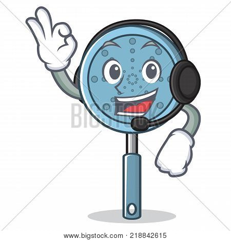 With headphone skimmer utensil character cartoon vector illustration