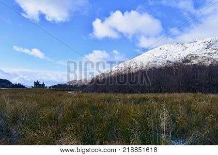 Kilchurn Castle on the edge of the Loch Awe