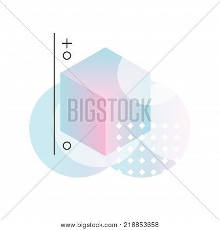 Gradient geometric forms in pink and blue colors, abstract design for label, presentation, poster, banner or card, modern decoration shapes and figures vector Illustration on a white background