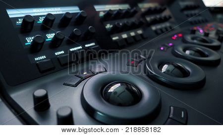 Telecine color grading control machine for film director edit or adjust color on digital video movie in post production stage.