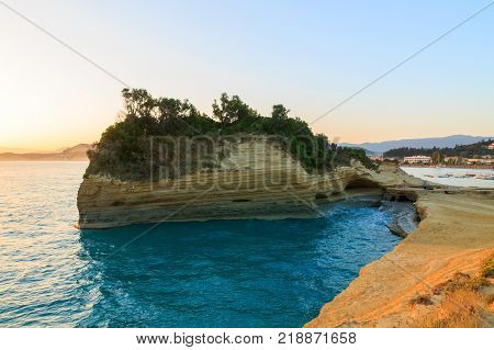 Rocks on the beach on Corfu in Greece