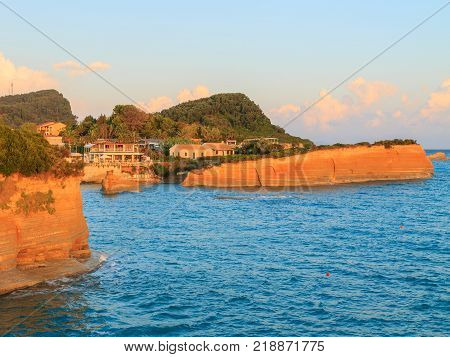 Rocks on the beach on Corfu in Greece