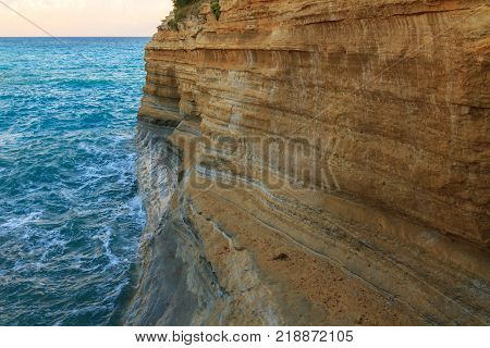 Rocks on the beach on Corfu in Greece