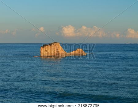 Rocks on the beach on Corfu in Greece