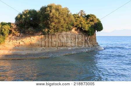 Rocks on the beach on Corfu in Greece