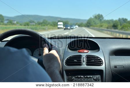 Driving On A Highway With Roadworks Ahead
