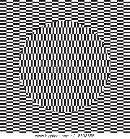 Optical illusion effect. Geometric tile in menfis pop art style. Vector illusive background, texture. Futuristic element, technologic design.