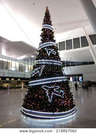 New Year's Tree Decorated With Airplanes