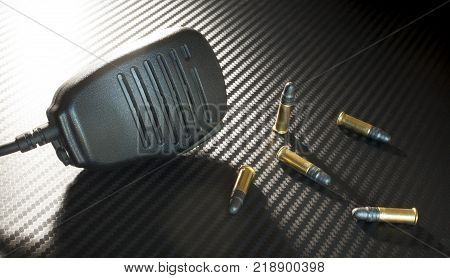 Police microphone with five rim fire cartridges