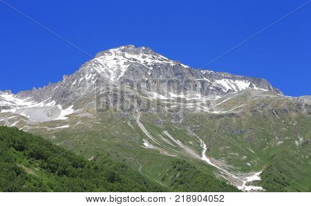 Caucasus mountains summertime. The Dombai mountain landscape