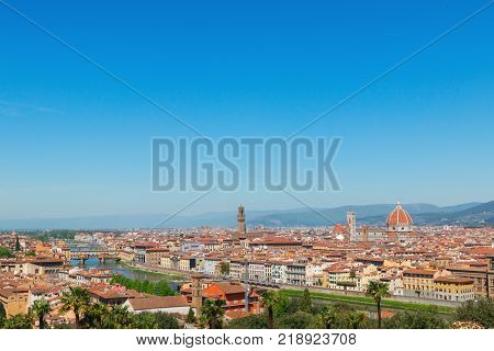 Beautiful Views Of Florence Cityscape In The Background Ponte Vecchio Bridge