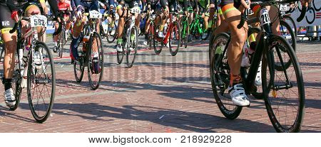 Vicenza, Italy - April 30, 2017: Cycling Race Called Gran Fondo Liotto With Cyclists On Bicycles