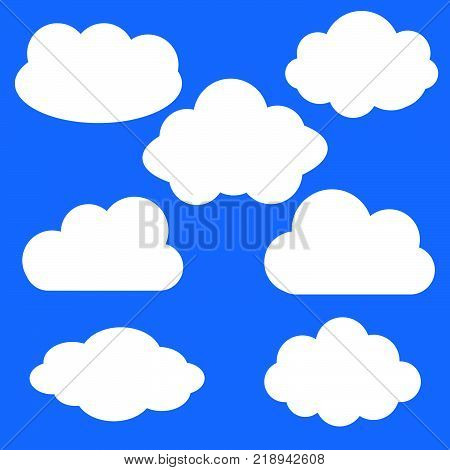 Clouds Silhouettes. Vector Set Of Clouds Shapes. Collection Of Various Forms And Contours. Design El